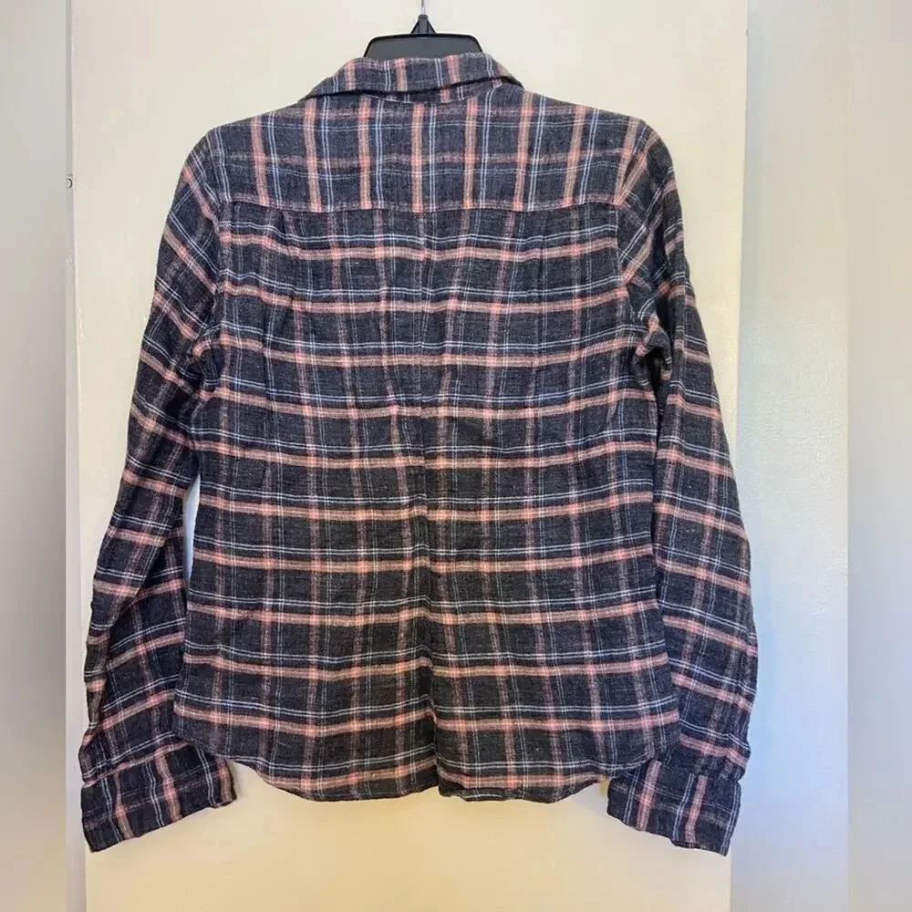 Frank & Eileen Barry Linen Plaid Long Sleeve Button Down Size XS - Picture 5 of 12